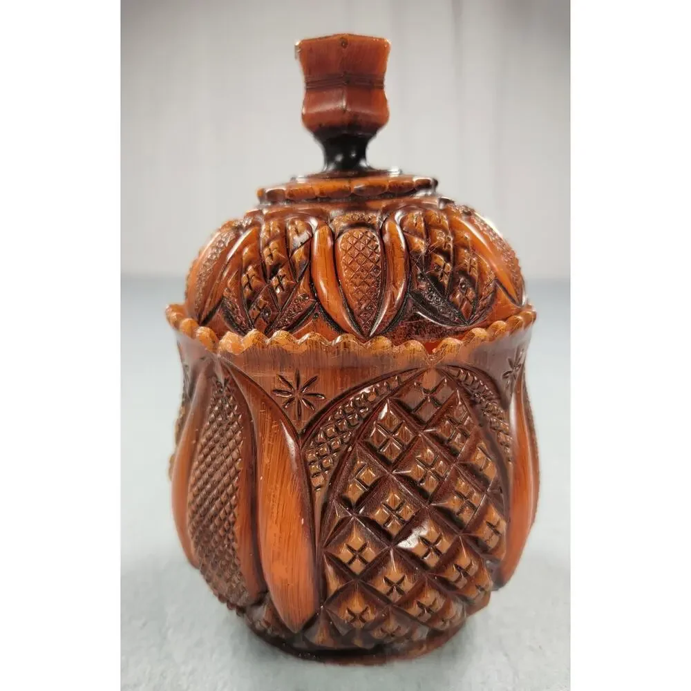 Vintage Winart Pottery Tangerine Candle Lidded Sugar Bowl Harvest Decor